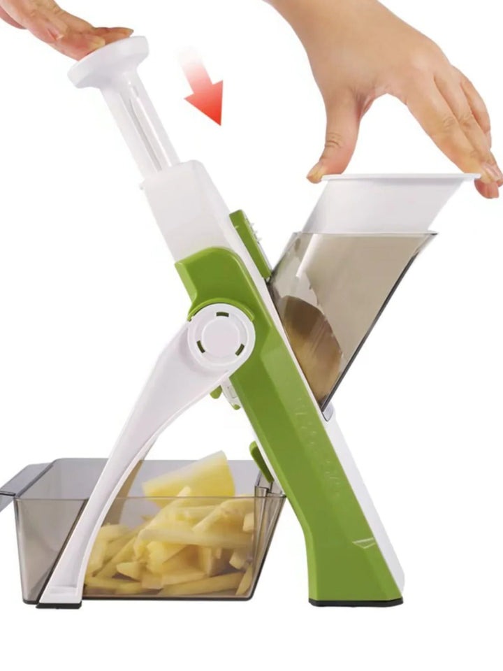 5-in-1 Vegetable Slicer with 5 Blades and Integrated Collecting Tray