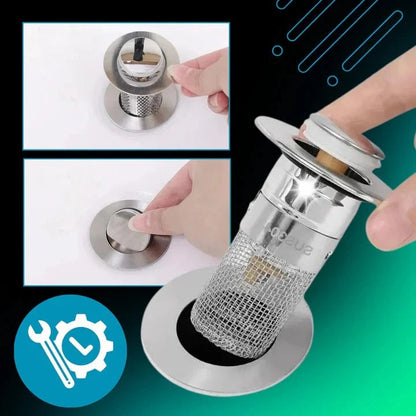 Odor Blocking Pop Up Sink Stopper with Built-In Strainer and Seal