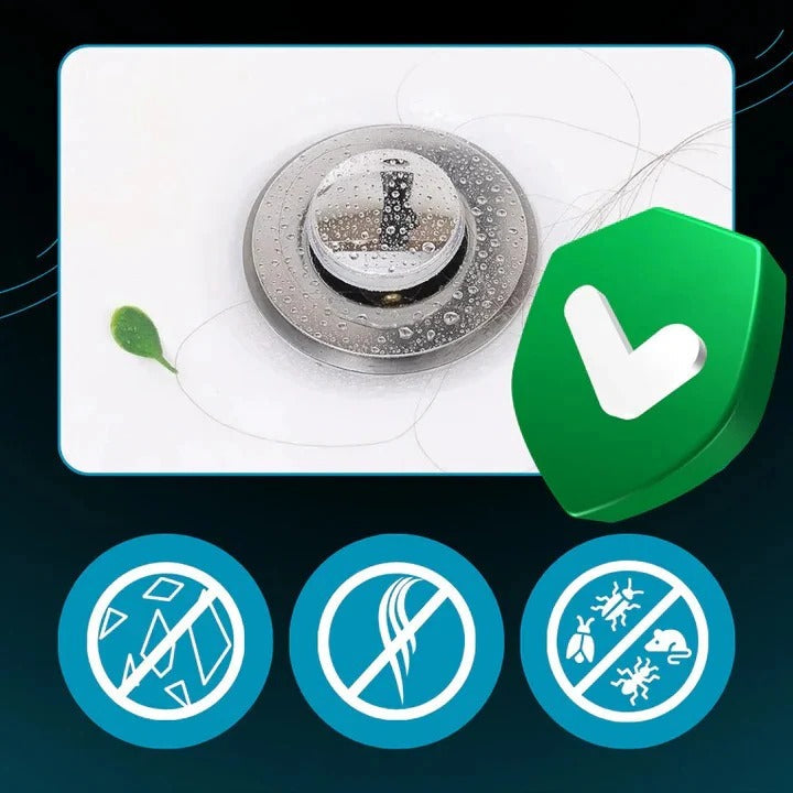 Odor Blocking Pop Up Sink Stopper with Built-In Strainer and Seal