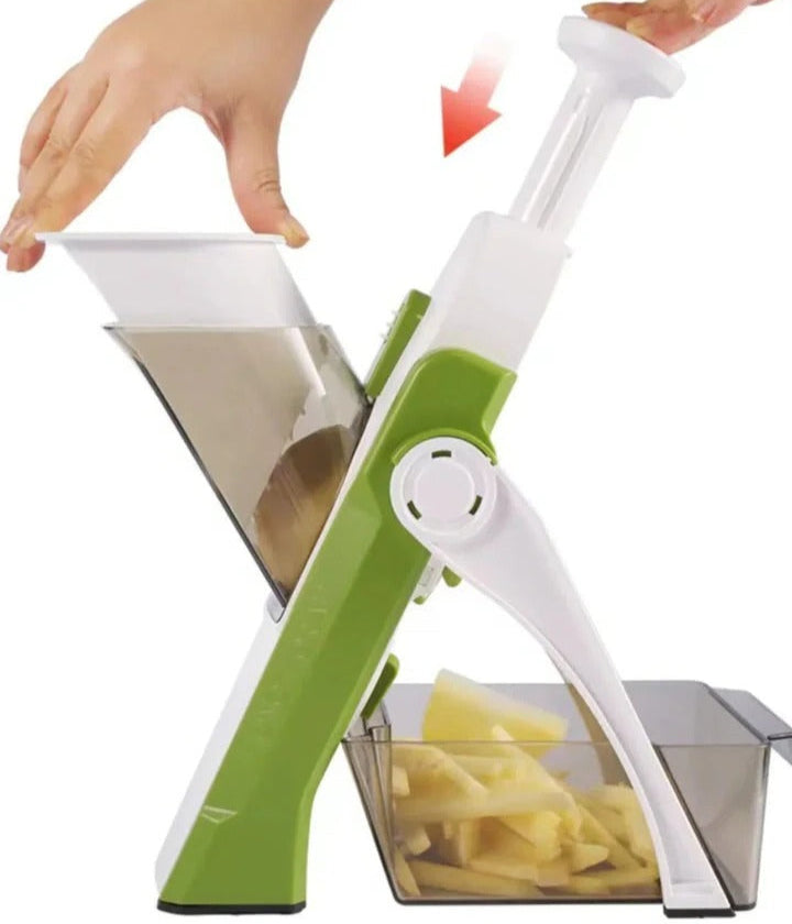 5-in-1 Vegetable Slicer with Collecting Tray and Safety Guard