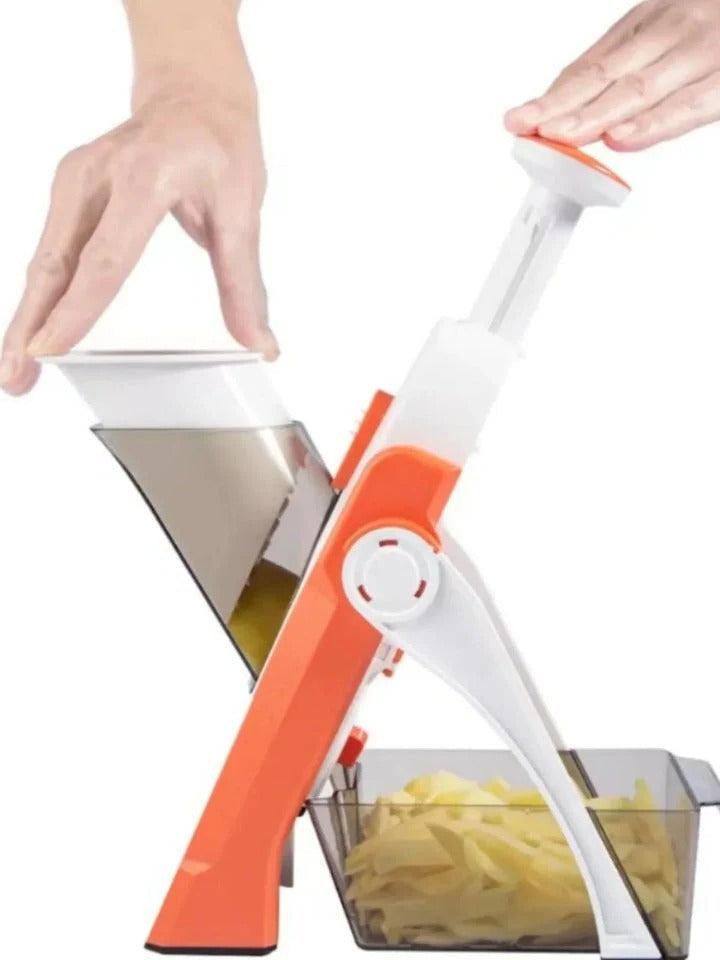 5-in-1 Vegetable Slicer with Collecting Tray and Safety Guard