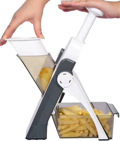 5-in-1 Vegetable Slicer with Collecting Tray and Safety Guard
