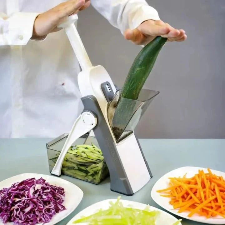 5-in-1 Vegetable Slicer with Collecting Tray and Safety Guard