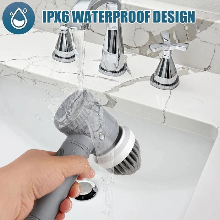 Cordless Turbo Spin Scrubber with Rechargeable Battery and 6 Brushes
