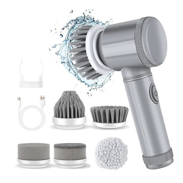 Cordless Turbo Spin Scrubber with Rechargeable Battery and 6 Brushes