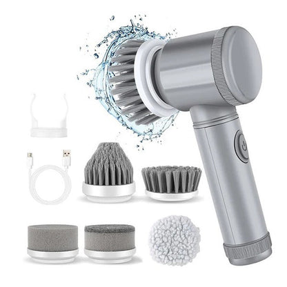 Cordless Turbo Spin Scrubber with Rechargeable Battery and 6 Brushes