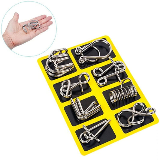 8 Piece Metal Puzzle Ring Set Brain Teasers for Kids and Adults