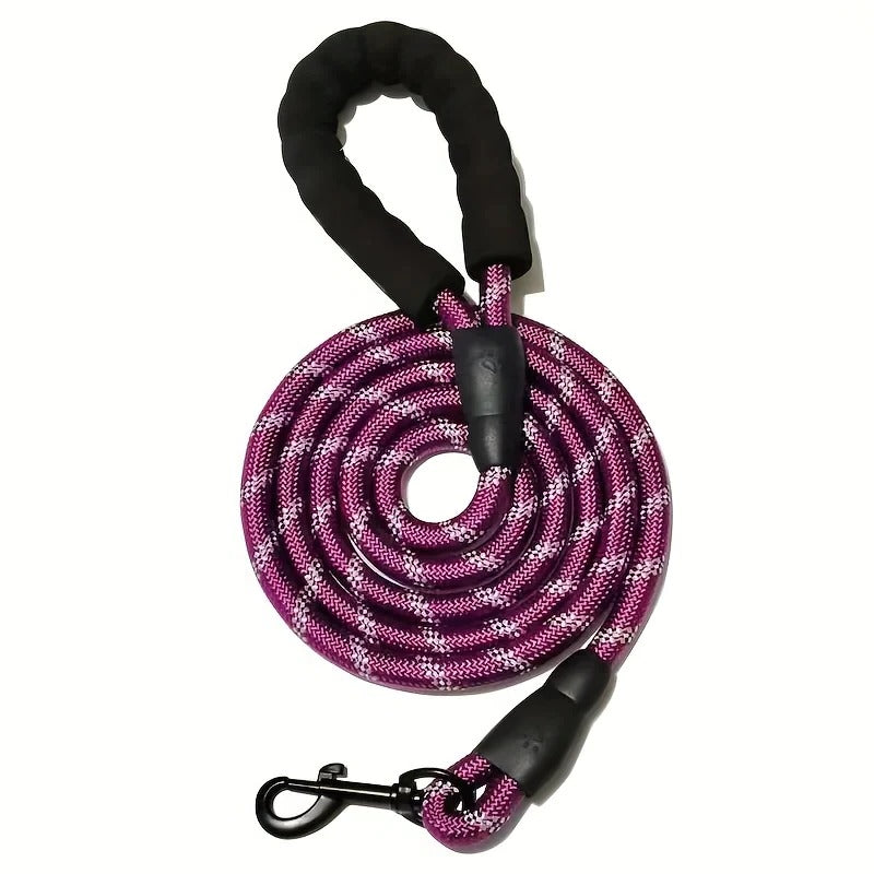 Reflective Nylon Dog Leash with Padded Handle for Strong Dogs