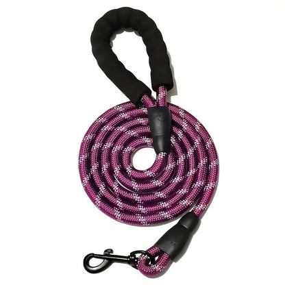 Reflective Nylon Dog Leash with Padded Handle for Strong Dogs