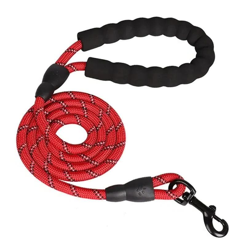 Reflective Nylon Dog Leash with Padded Handle for Strong Dogs