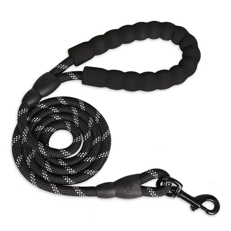 Reflective Nylon Dog Leash with Padded Handle for Strong Dogs