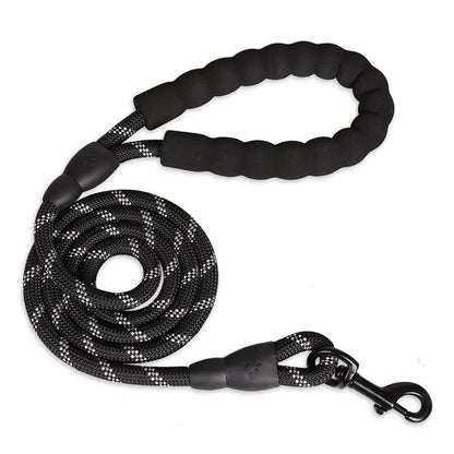 Reflective Nylon Dog Leash with Padded Handle for Strong Dogs