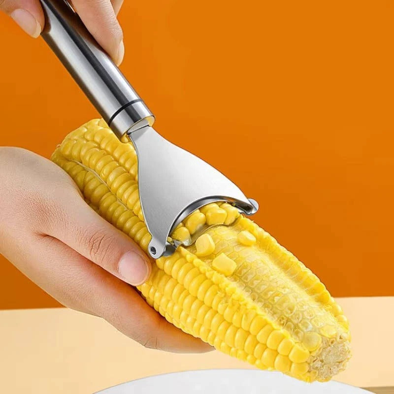 Stainless Steel Corn Peeler with Serrated Blade and Ergonomic Grip
