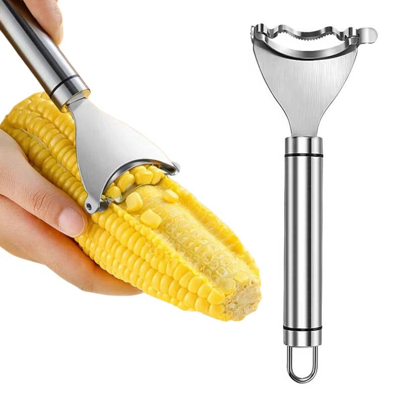 Stainless Steel Corn Peeler with Serrated Blade and Ergonomic Grip