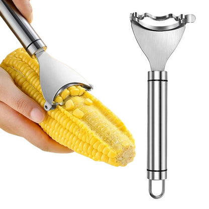 Stainless Steel Corn Peeler with Serrated Blade and Ergonomic Grip