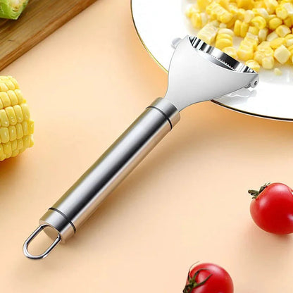 Stainless Steel Corn Peeler with Serrated Blade and Ergonomic Grip