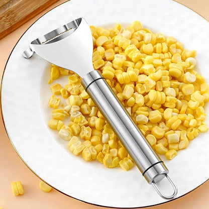 Stainless Steel Corn Peeler with Serrated Blade and Ergonomic Grip