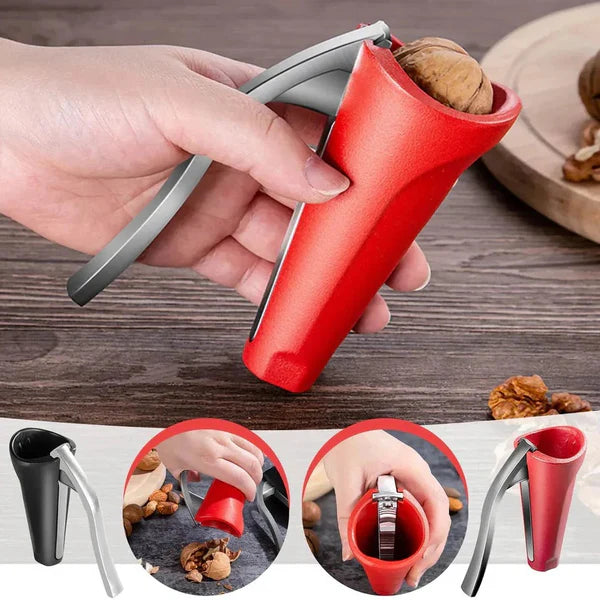 Lever-Action Ergonomic Nutcracker for Hard Shell Nuts with Comfortable Grip