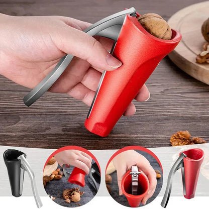 Lever-Action Ergonomic Nutcracker for Hard Shell Nuts with Comfortable Grip