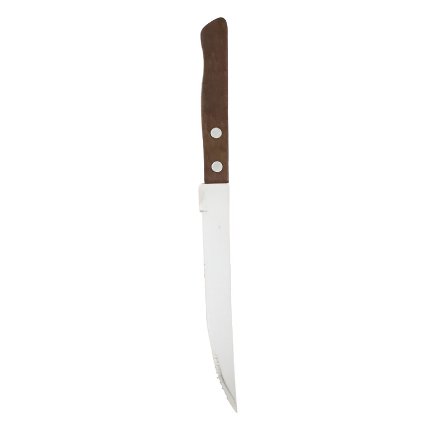Stainless Steel Serrated Steak Knife Set with Wooden Handles, 6-Piece