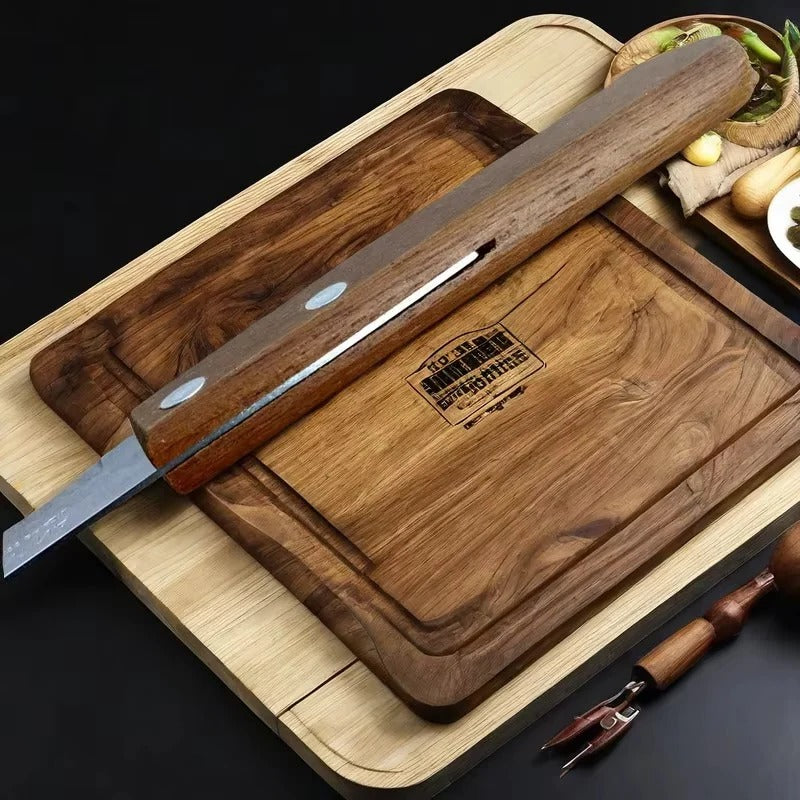 Stainless Steel Serrated Steak Knife Set with Wooden Handles, 6-Piece
