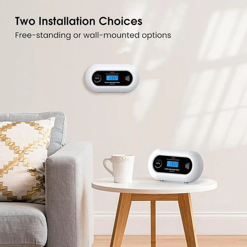 Smart Carbon Monoxide Detector With 10-Year Battery, LCD Display, and Loud Alarm
