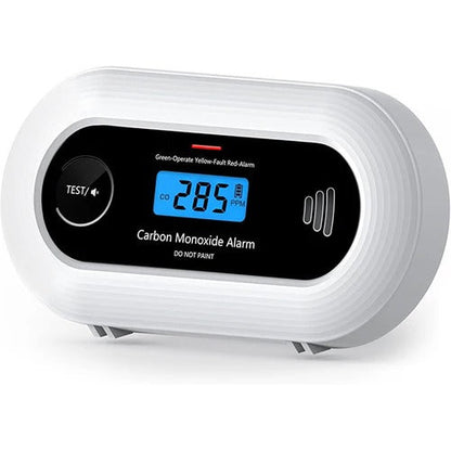 Smart Carbon Monoxide Detector With 10-Year Battery, LCD Display, and Loud Alarm