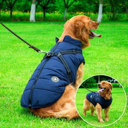 Waterproof Windproof Sherpa Lined Dog Jacket With Built-In Harness