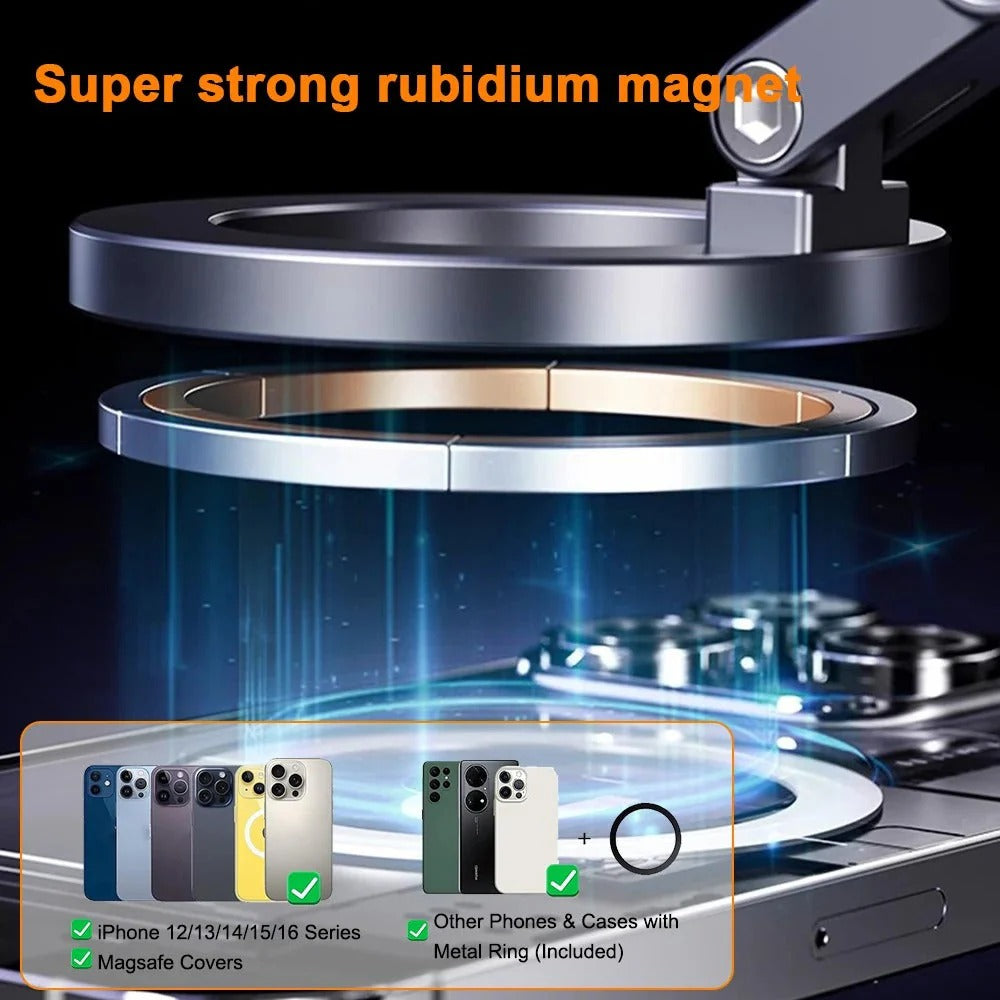 Magnetic Phone Holder With Power-Grip Suction And 360° Rotation