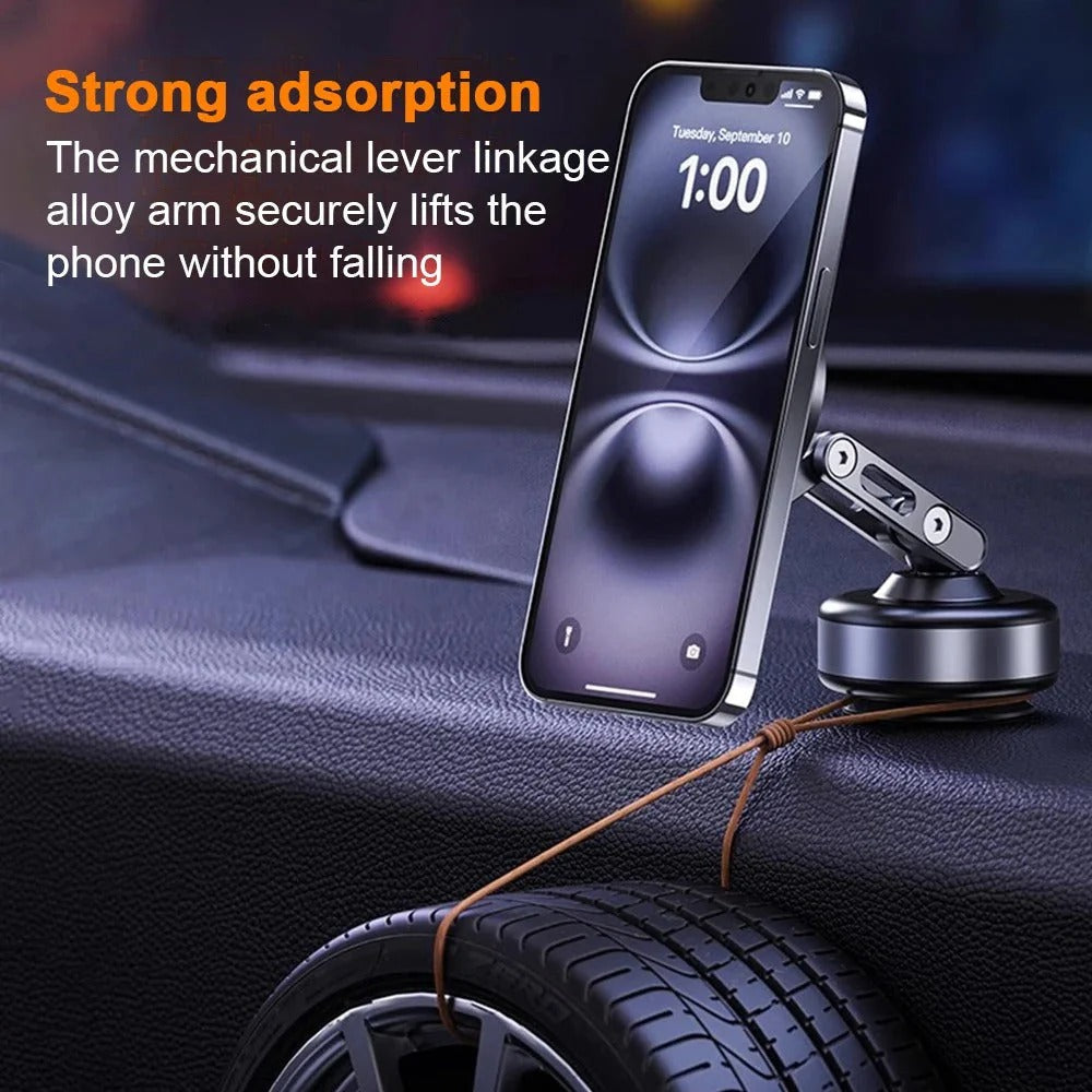 Magnetic Phone Holder With Power-Grip Suction And 360° Rotation