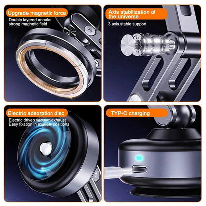 Magnetic Phone Holder With Power-Grip Suction And 360° Rotation