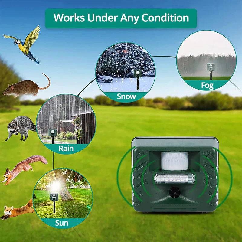 Ultrasonic Animal Repeller with Motion Sensor for Outdoor Pest Control