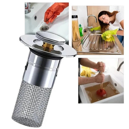 Odor Blocking Pop Up Sink Stopper with Built-In Strainer and Seal