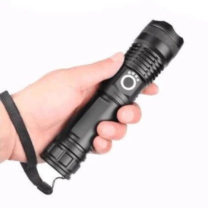 XHP50 LED Rechargeable Tactical Flashlight with Zoom and USB Charging