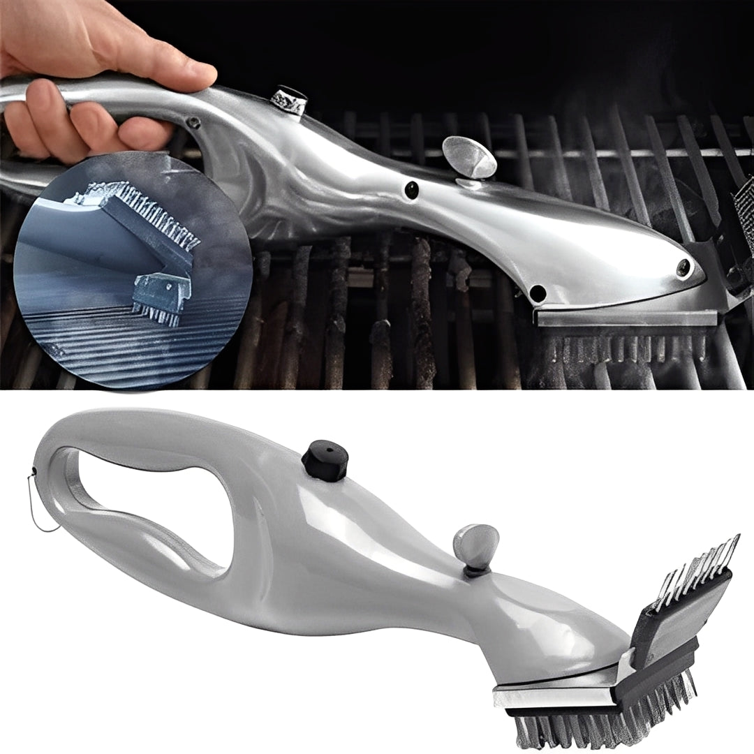 Steam Grill Cleaning Brush with Replaceable Heads and Scraper