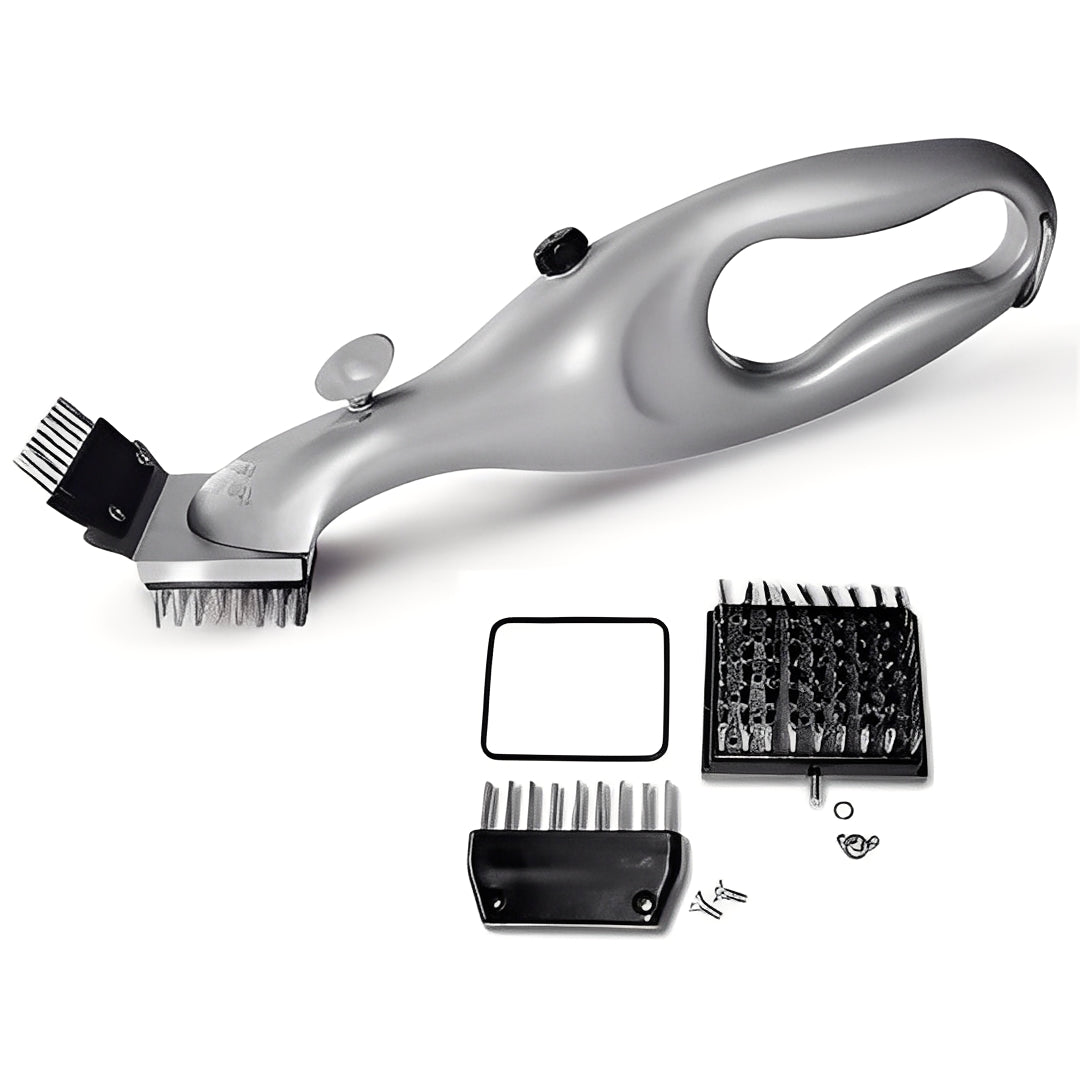 Steam Grill Cleaning Brush with Replaceable Heads and Scraper