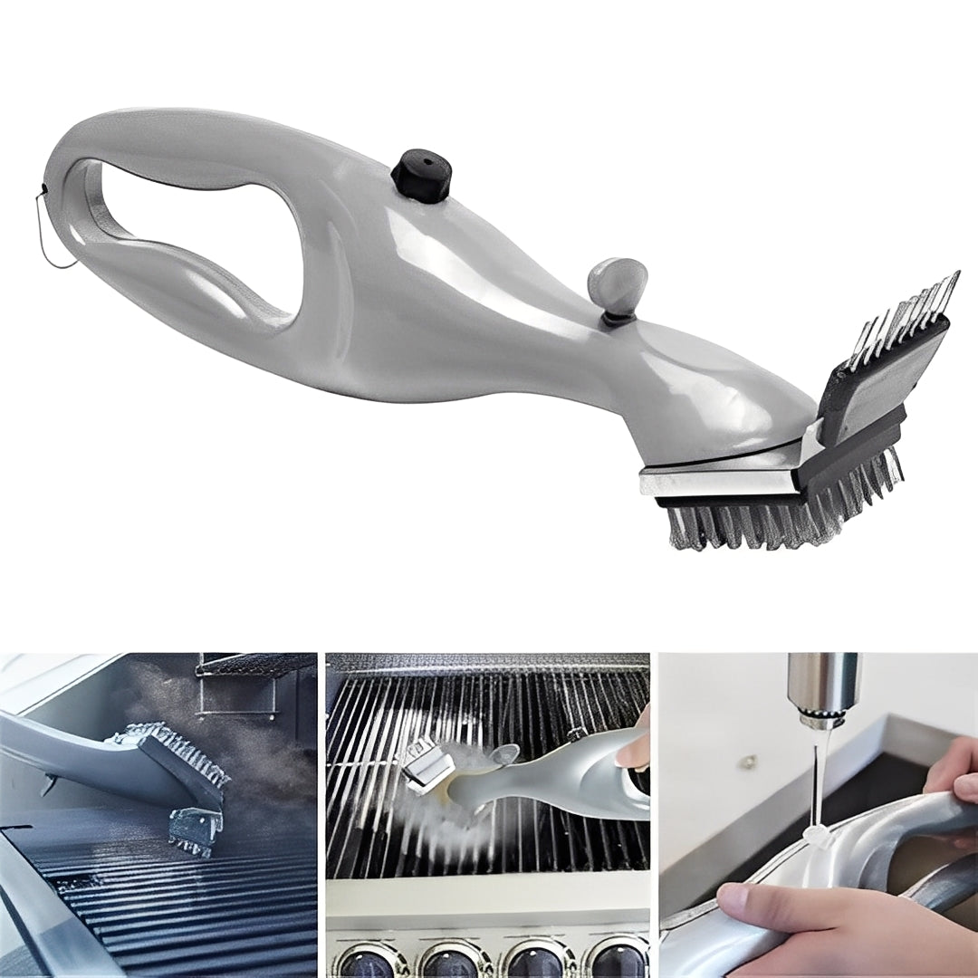 Steam Grill Cleaning Brush with Replaceable Heads and Scraper