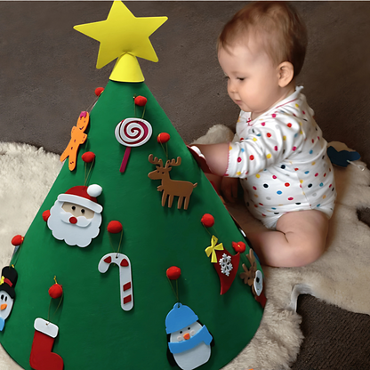 Fabric Children's Christmas Tree with Felt Ornaments