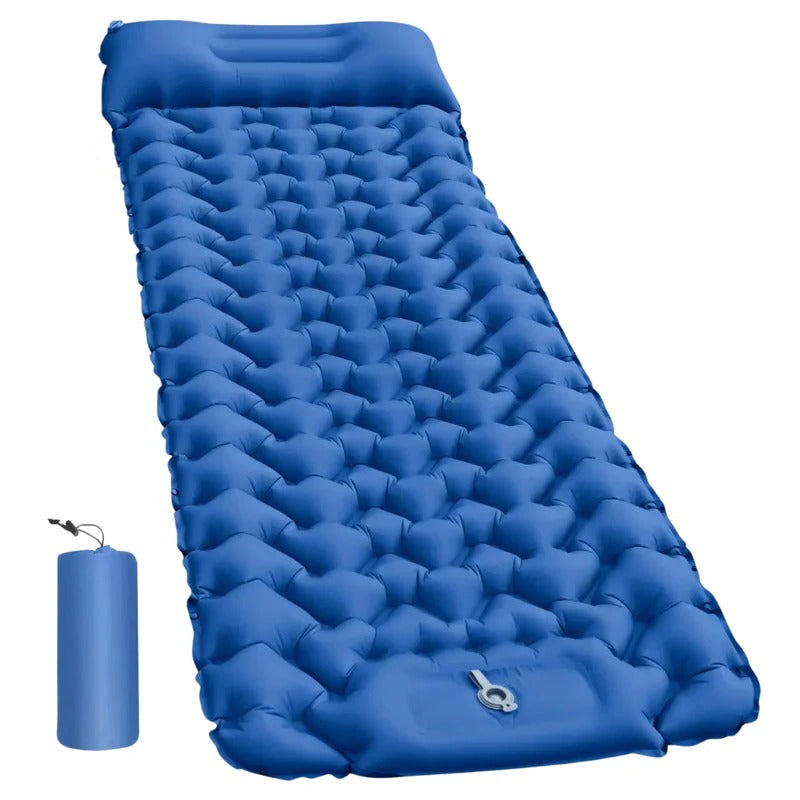 Inflatable Sleeping Pad with Hexagonal Cushioning and Pillow