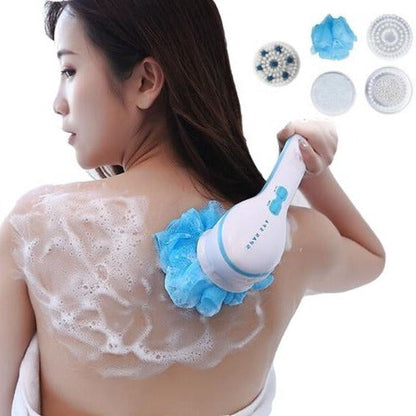 Exfoliating Waterproof Body Brush With 5 Attachments Spin Scrubber