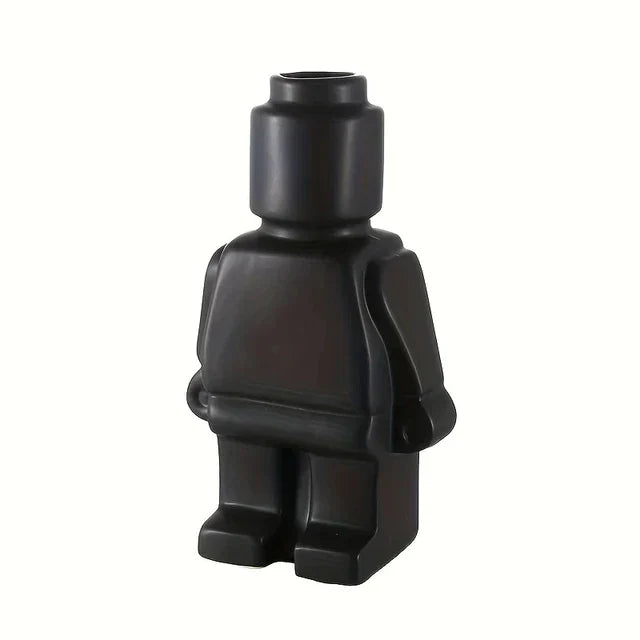 Contemporary Figurine Ceramic Vase with Bicolor Design