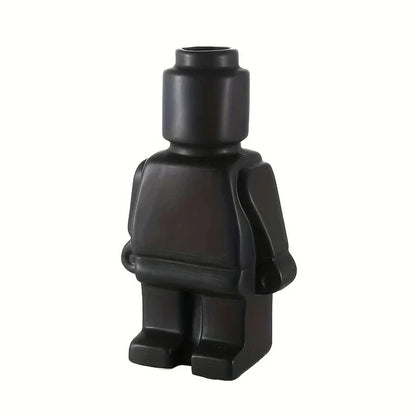 Contemporary Figurine Ceramic Vase with Bicolor Design