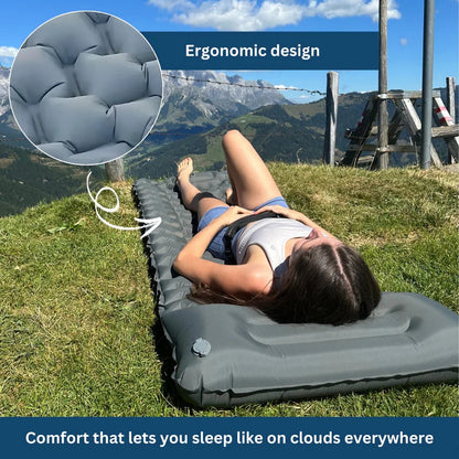 Inflatable Sleeping Pad with Hexagonal Cushioning and Pillow