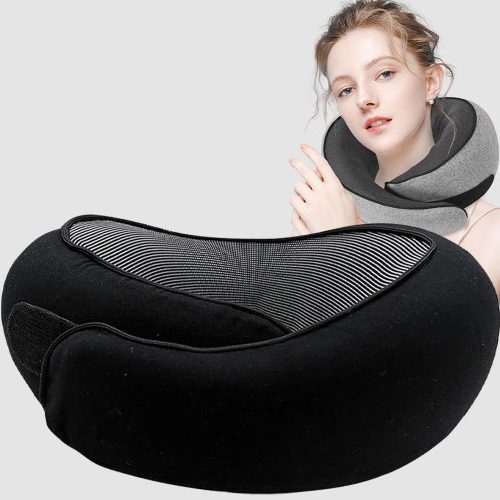Memory Foam Airplane Travel Pillow with Special Neck Support Compact