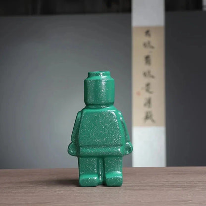 Contemporary Figurine Ceramic Vase with Bicolor Design