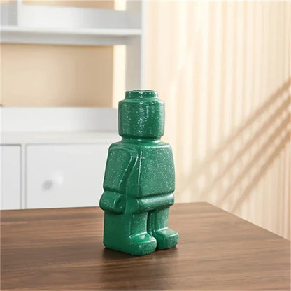 Contemporary Figurine Ceramic Vase with Bicolor Design