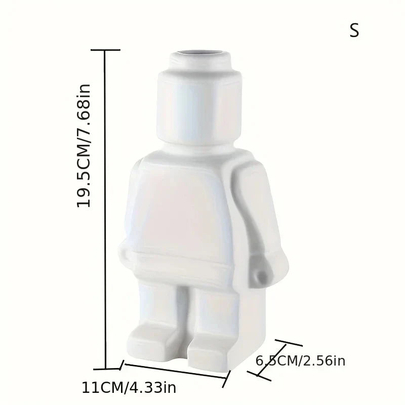 Contemporary Figurine Ceramic Vase with Bicolor Design