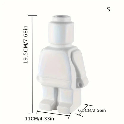Contemporary Figurine Ceramic Vase with Bicolor Design