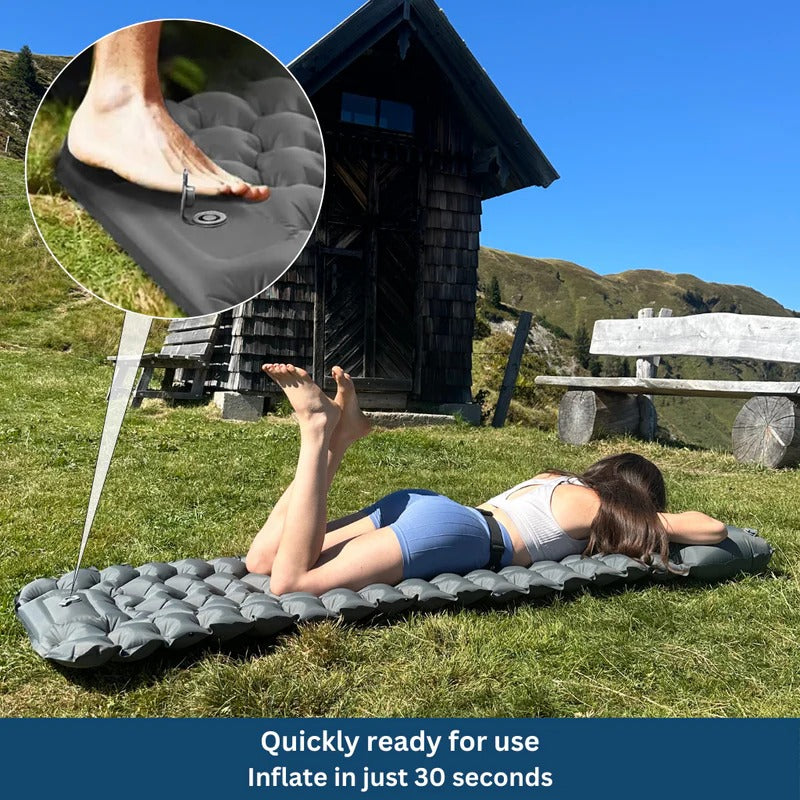 Inflatable Sleeping Pad with Hexagonal Cushioning and Pillow