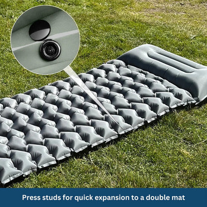 Inflatable Sleeping Pad with Hexagonal Cushioning and Pillow